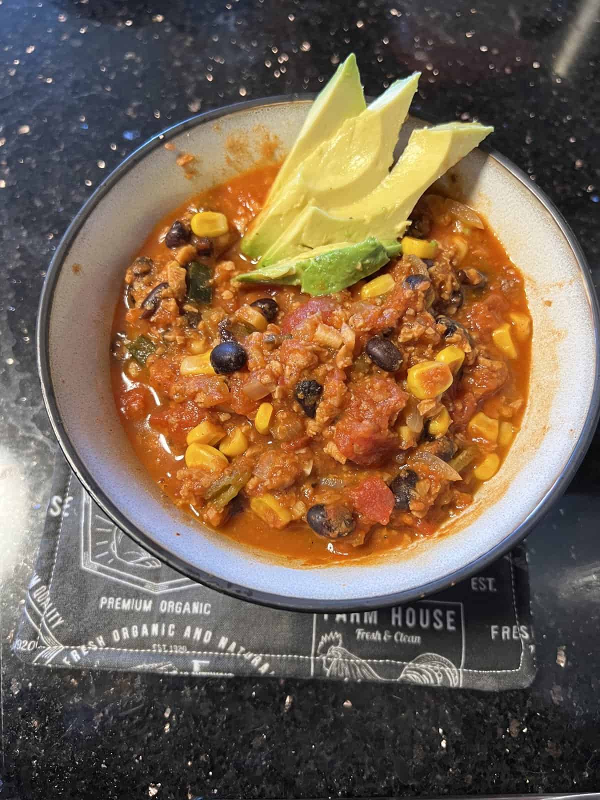 Vegan chili with TVP