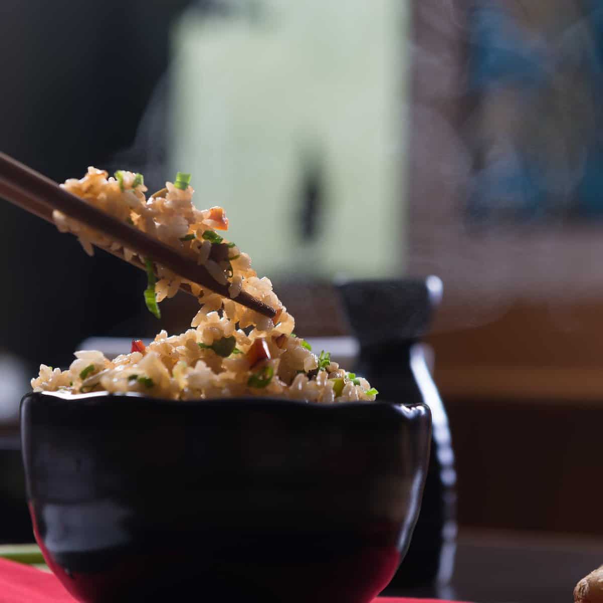 selective focus photography of fried rice in bowl