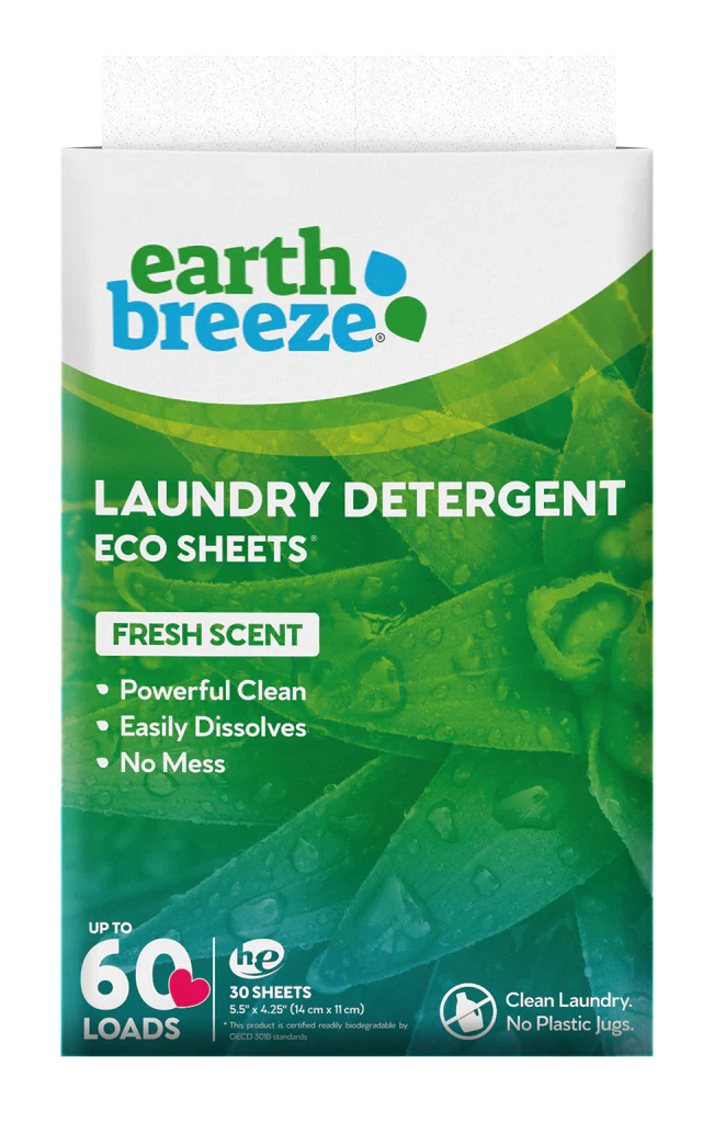 earth breeze laundry detergent is a sustainable swap for plastic laundry jugs