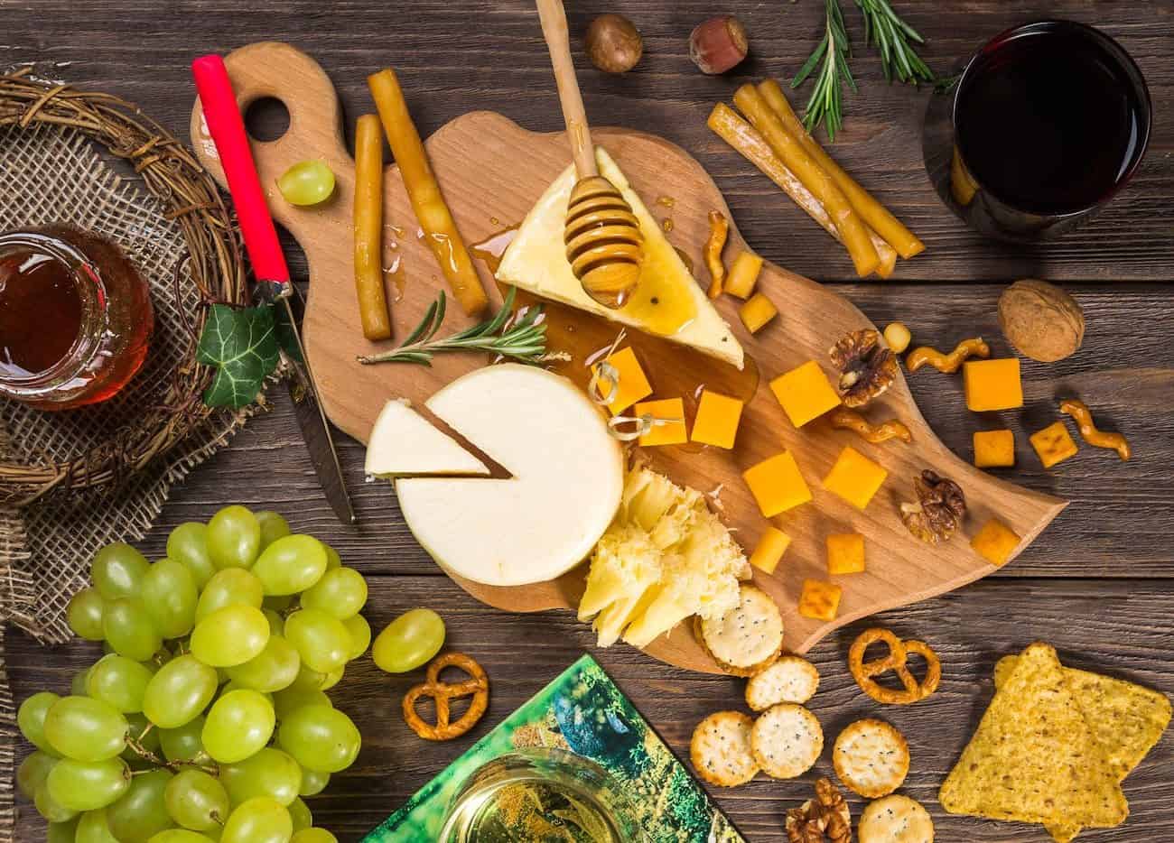 cheese board for a vegetarian catering menu