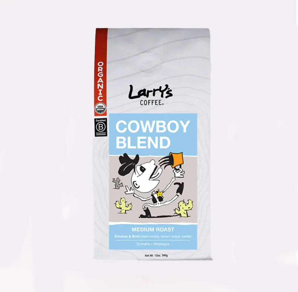 Larry's Coffee cowboy blend is an organic coffee brand