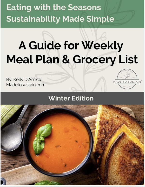 sustainable week day dinner plan for seasonal produce- winter