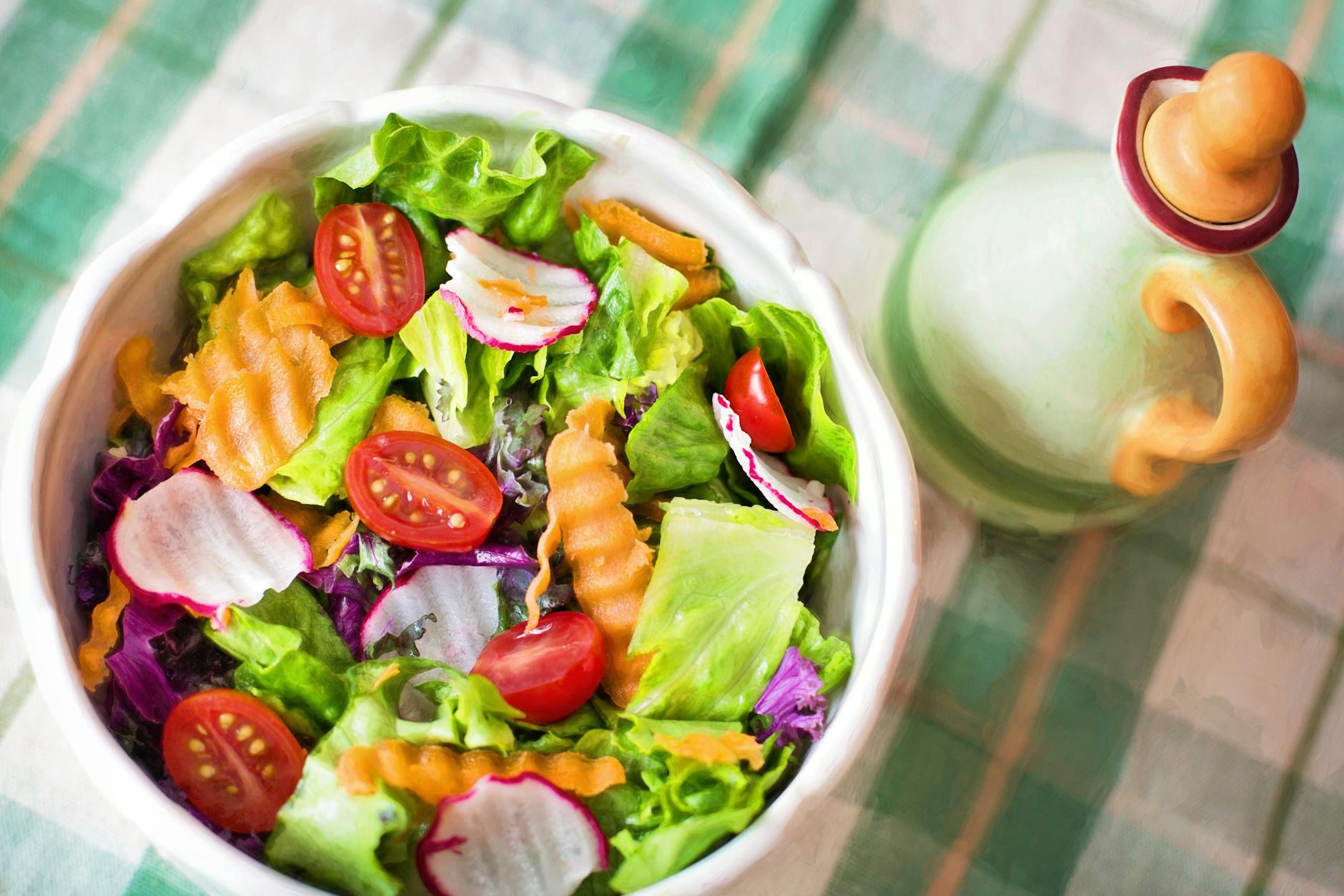 close up of salad with whole ingredients which are a staple of blue diet recipes