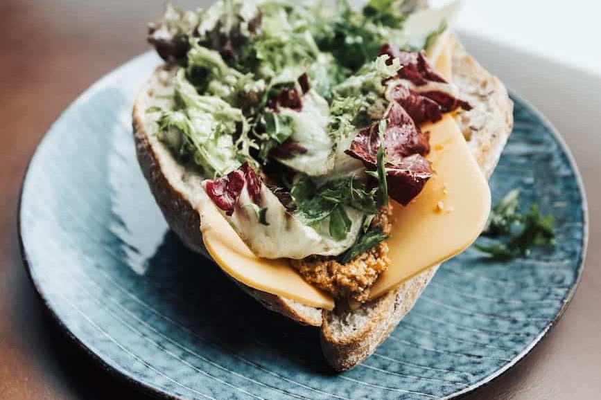 sandwich with salad on a plate