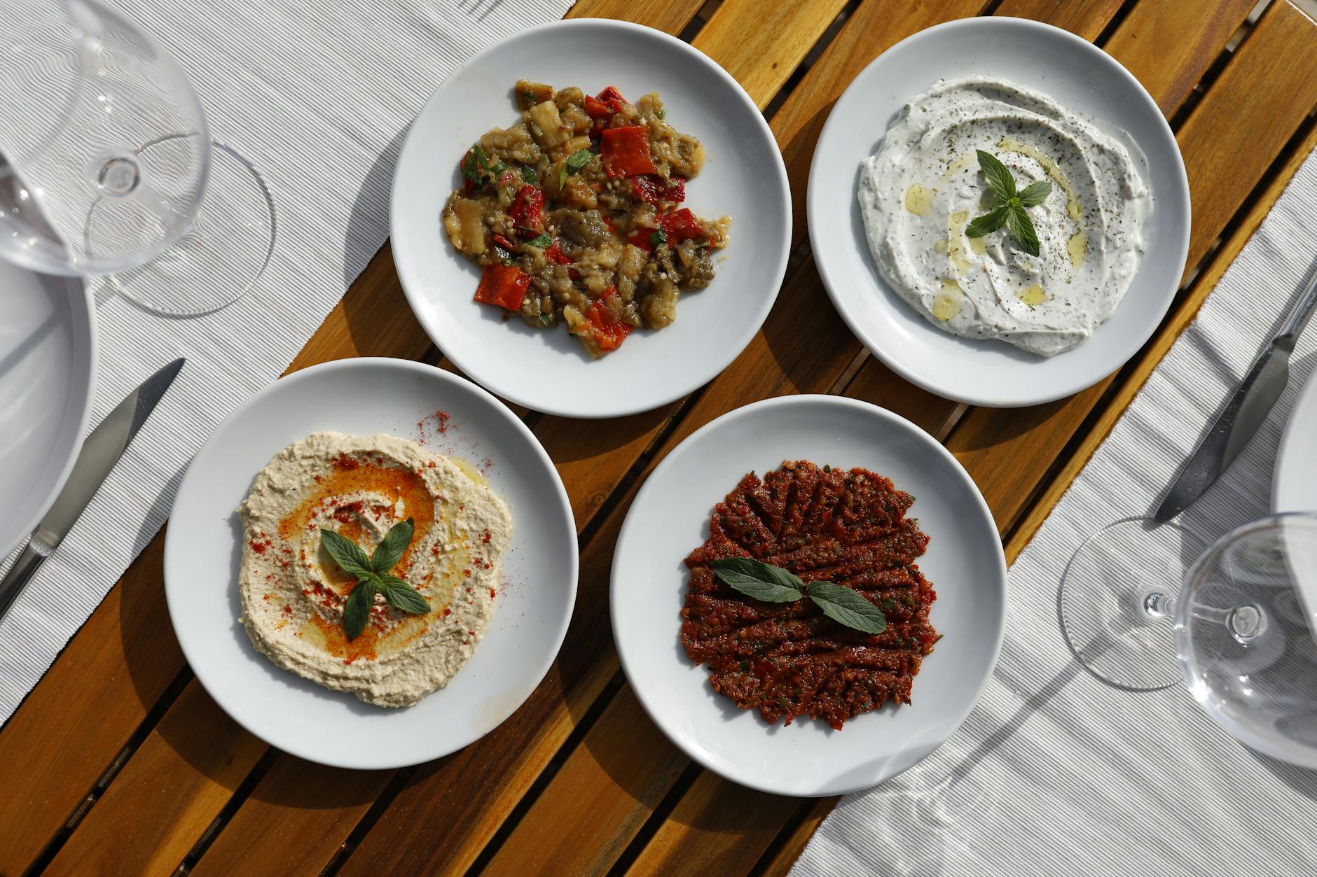 mediterranean meze platter with dips