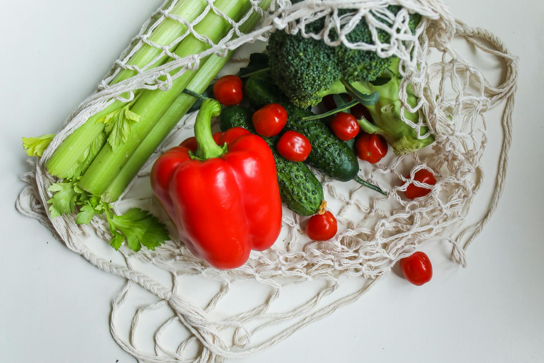 red pepper beside cucumbers for fresh vegetables vs frozen 