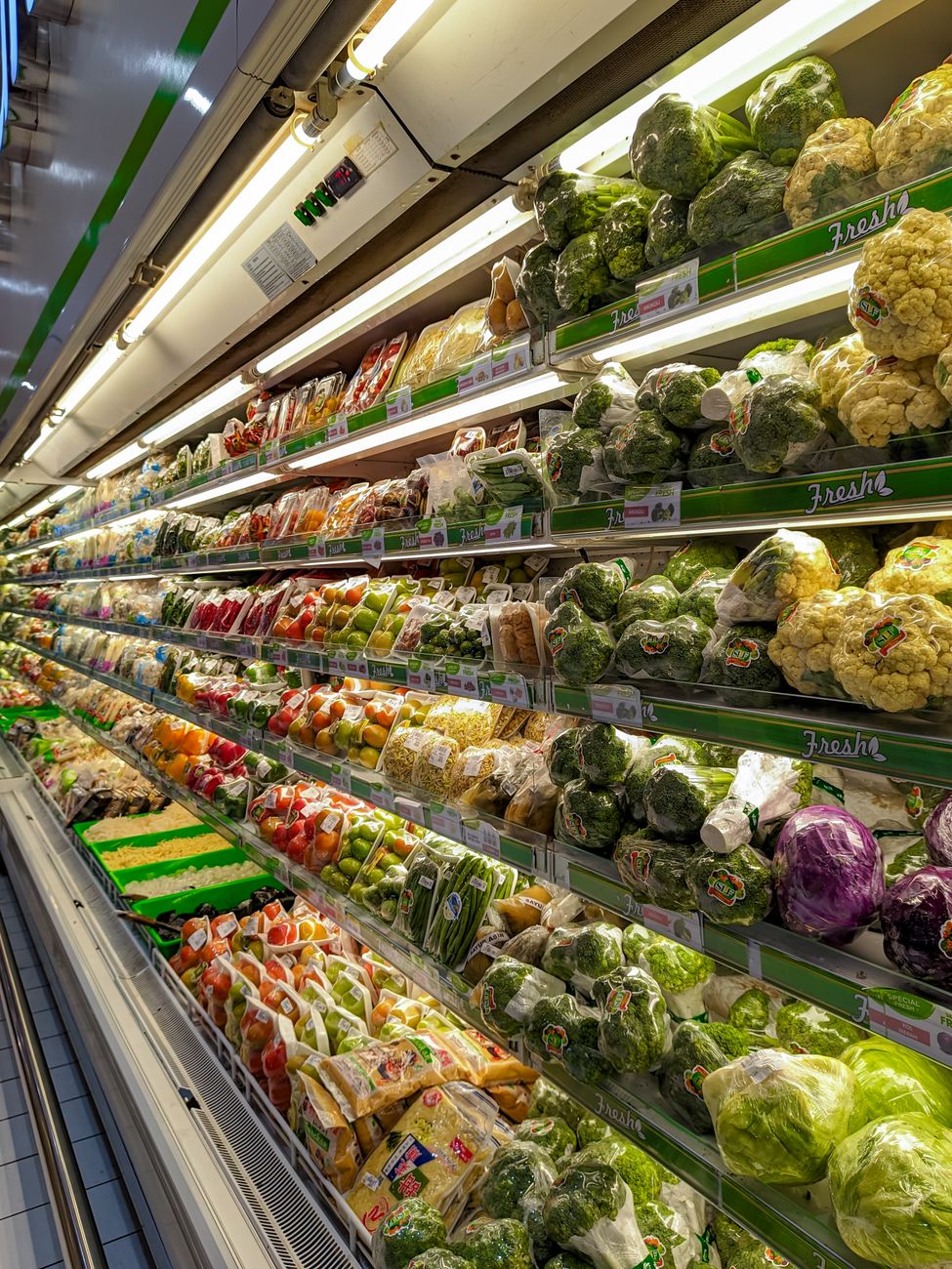 colorful fresh produce aisle in grocery store
